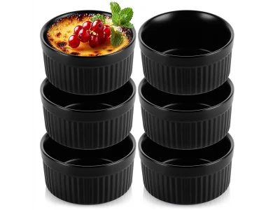 Vilde Ramekin Σετ 6τμχ, Μπωλ Σερβιρίσματος Κεραμικό με Διάμετρο 10cm, Black