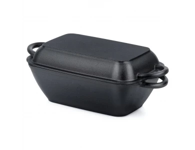 Vilde Roasting Tin Cast Iron 2-in-1, Μαντεμένια Γάστρα 3.5L + 1.5L, Black