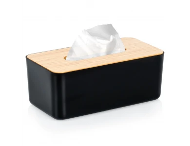 Vilde Tissue Box Holder, Θήκη για Χαρτομάντηλα 24x13x9.5cm με καπάκι από Μπαμπού, Μαύρη