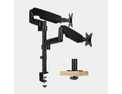 VonHaus Dual Arm Desk Mount with Clamp, Pole Full Motion Mount for 2 Monitors 13"-32", Gas Spring up to 8kg
