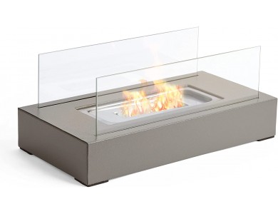 VonHaus Tabletop Fireplace, Bioethanol Indoor/Outdoor Fireplace, Rectangular, Stone Grey