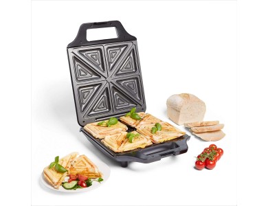 VonShef toaster for 4 toasts 1600W, non-stick plates & Cool Touch Handle, Black
