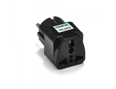WD-9 Travel Adapter from Universal to Schuko for any Country's Device to Greek Socket, Black
