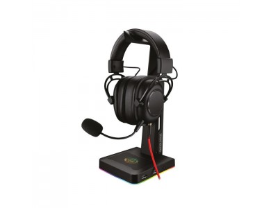 Zeroground ST-1000G MIRAI Multi Function Headphone Stand & Hanger RGB/ Stand for Headset, 2*USB Hub