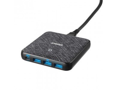 Anker PowerPort Atom III Slim - 65W 4-Port USB Charging Hub with 1 PD/PIQ3.0 port 45W and GaN - A2045111