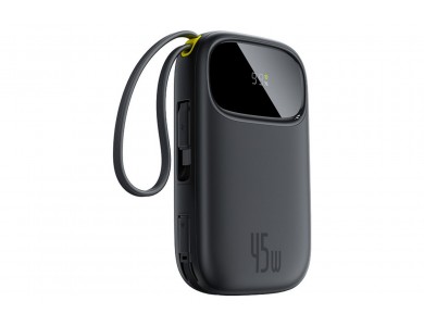 Baseus EnerFill FC31 Qpow 3 Power Bank 20.000mAh 45W με Ενσωματωμένα Καλώδια USB-C & Lightning και Οθόνη, Black