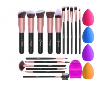 BESTOPE Makeup Brushes, Σετ 16 πινέλων μακιγιάζ, Cruelty-free, Vegan + 4 Beauty Sponges + 1 Silicone - ΑΝΟΙΓΜΕΝΗ ΣΥΣΚΕΥΑΣΙΑ
