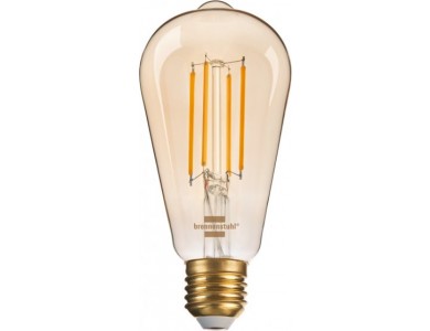 Brennenstuhl Connect Filament Edison LED WiFi Smart Bulb, Vintage Style, 470lm Dimmable, 2200K, E27 (no hub needed), Pear