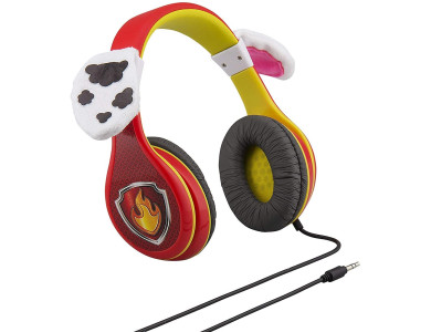 eKids Paw Patrol Marshall Licensed Wired Headphones for Kids with Volume Limiter