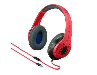 eKids Spiderman Marvel Licensed Wired Headphones for Kids with Volume Limiter and Microphone