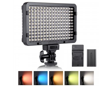 ESDDI PLV-280 Video Light, Συνεχής Φωτισμός Κάμερας, 176 LED Ultra Bright Dimmable CRI 95+, Σετ με Μπαταρία & 5 Color Filters