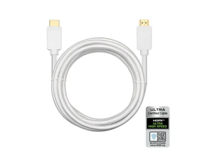 Nordic HDMI v2.1, 3m., 8Κ@60Hz, eARC, 48Gbps, HDR, cable with Nylon braiding | Ultra High Speed Certified, White