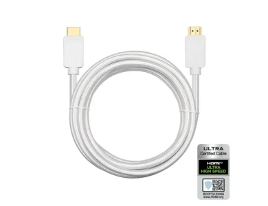 Nordic HDMI v2.1 - 5μ., 8Κ@60Hz, eARC, 48Gbps, HDR, Καλώδιο με Νάυλον Ύφανση | Ultra High Speed Certified, Λευκό