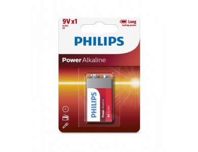 Philips Power Alkaline Battery 9V 6LR61, 1pc.