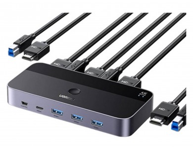 Ugreen KVM Switch USB 3.0 για 2 Υπολογιστές & 1 Οθόνη 4K