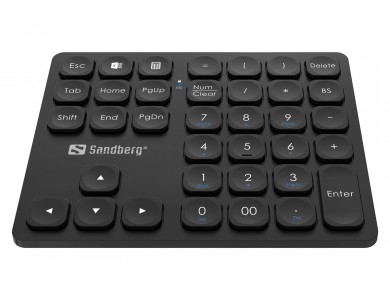Sandberg Wireless Numeric Keypad Pro Ασύρματο Αριθμητικό Πληκτρολόγιο 2.4GHz & Bluetooth, Επαναφορτιζόμενο