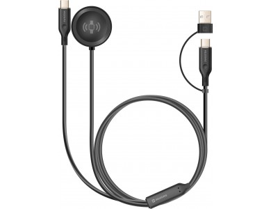 Swissten 2-in-1 Wireless Magnetic Charging Cable, Διπλό Καλώδιο Φόρτισης για Galaxy Watch + USB-C με Type-C σε USB-A Αντάπτορα