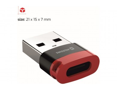 Swissten DataGUARD Αντάπτορας USB-C Θηλυκό σε USB-A με Data Blocking, Red / Black