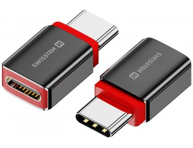 Swissten DataGUARD Αντάπτορας USB-C Θηλυκό σε USB-C 240W Charging με Data Blocking, Red / Black