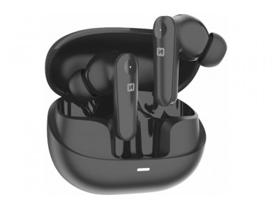 Swissten Focus In-ear Bluetooth 5.3 Handsfree Ακουστικά με ANC & Θήκη Φόρτισης, Black