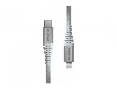 Swissten Καλώδιο USB-C σε Lightning 1,5μ. 60W με Ενισχυμένη Ύφανση Aramid, White