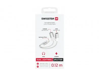 Swissten Textile Lightning Male σε 2x Lightning Female Audio Charging Splitter 12εκ., White - ΑΝΟΙΓΜΕΝΗ ΣΥΣΚΕΥΑΣΙΑ