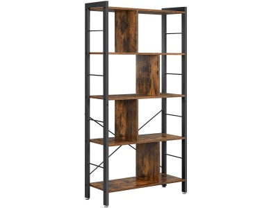 VASAGLE Bookcase with 4 Shelves in Rustic Style 74x30x154.5cm