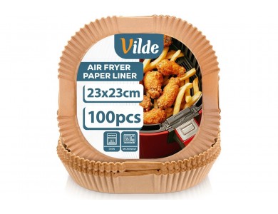 Vilde Αντικολλητικά Χαρτιά για Air Fryer 23x23cm Τετράγωνα, Σετ 100τμχ