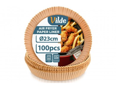 Vilde Αντικολλητικά Χαρτιά για Air Fryer 23cm Στρογγυλά, Σετ 100τμχ