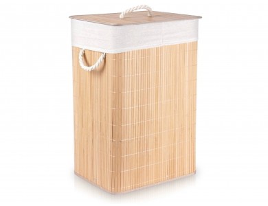 Vilde Καλάθι για Άπλυτα από Μπαμπού 70L 40x30x60cm, 2 διαμερισμάτων με Καπάκι, Beige